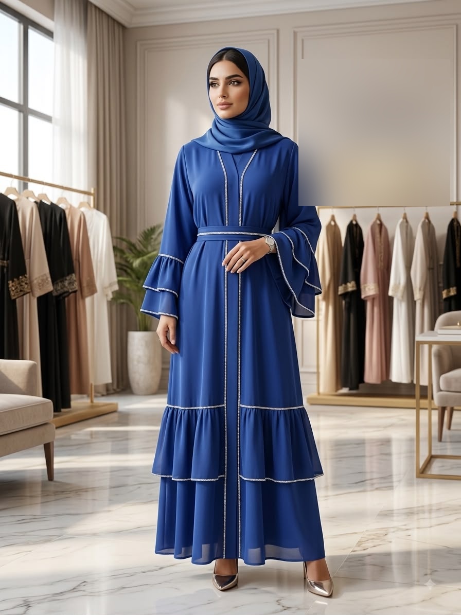 Cobalt Ruffle Abaya