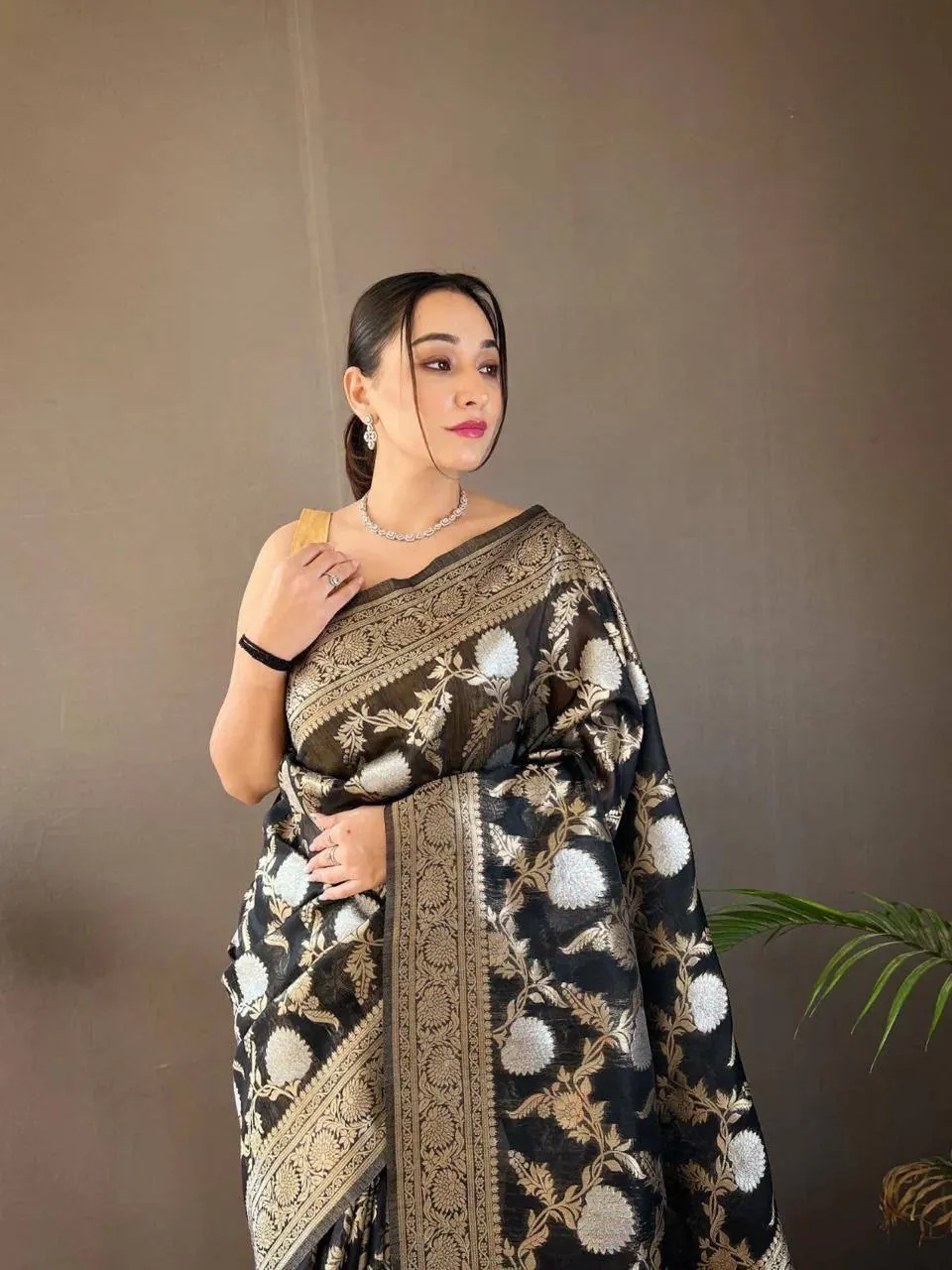 Noir Banarasi Silk Saree